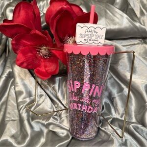 🌹Packed Party “SIP SIP YAY” Pink Glitter “ SIPPIN LIKE ITS MY BIRTHDAY” Tumbler